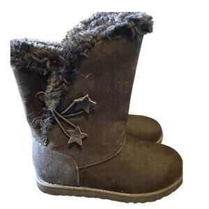 SO® Elena Star Kohl's Girls' Faux-Fur Black Winter Boots Size 3